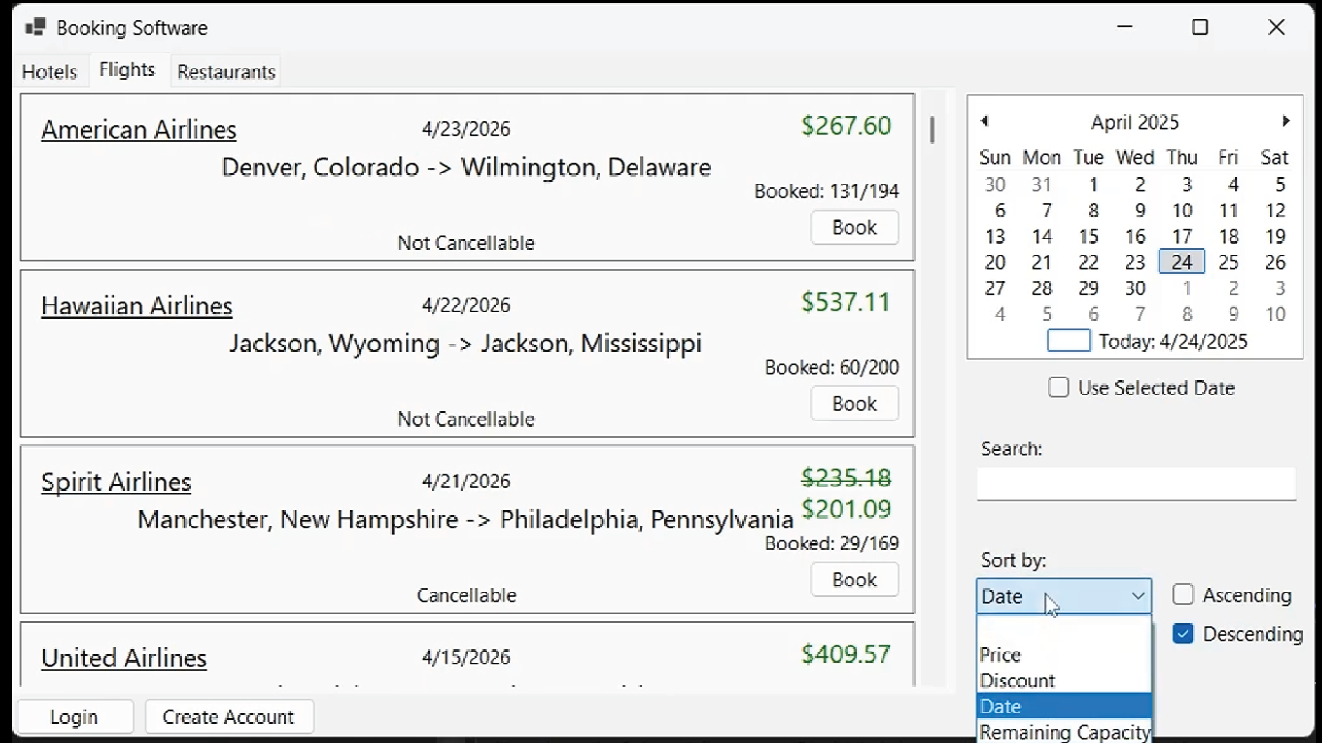 Event Booking Application Screenshot